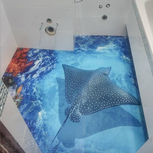 Обустройство 3D полов из полимеров экстра класса. На фото именно наша работа.